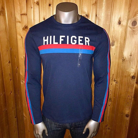 TOMMY HILFIGER Men/'s Long Sleeve Logo Tee Shirt T Shirt